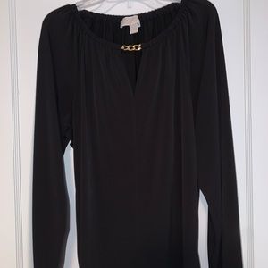 Long Sleeve Peasant Top with Neckline Detail